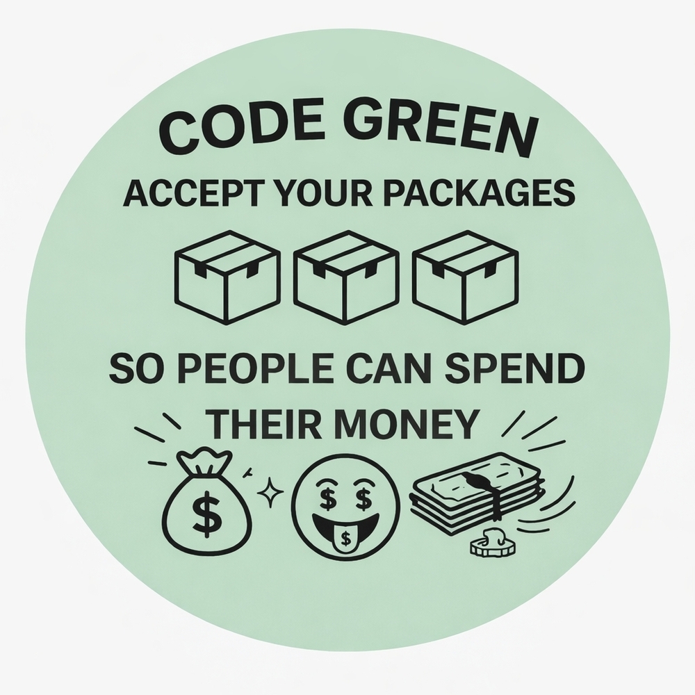 Hand Crafted Code Green  Or Givey Arrived 100 Green Thermal Stickers